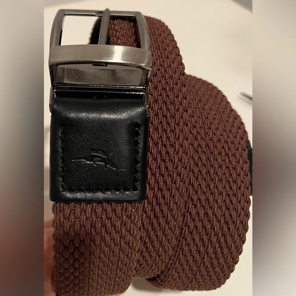 NWOT -Tommy Bahama Men’s Woven Reversible Belt-Brown/Black w.Silver Buckle- L/XL